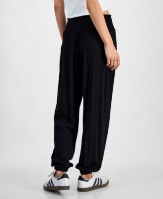 Juniors' Smocked Jogger Pants