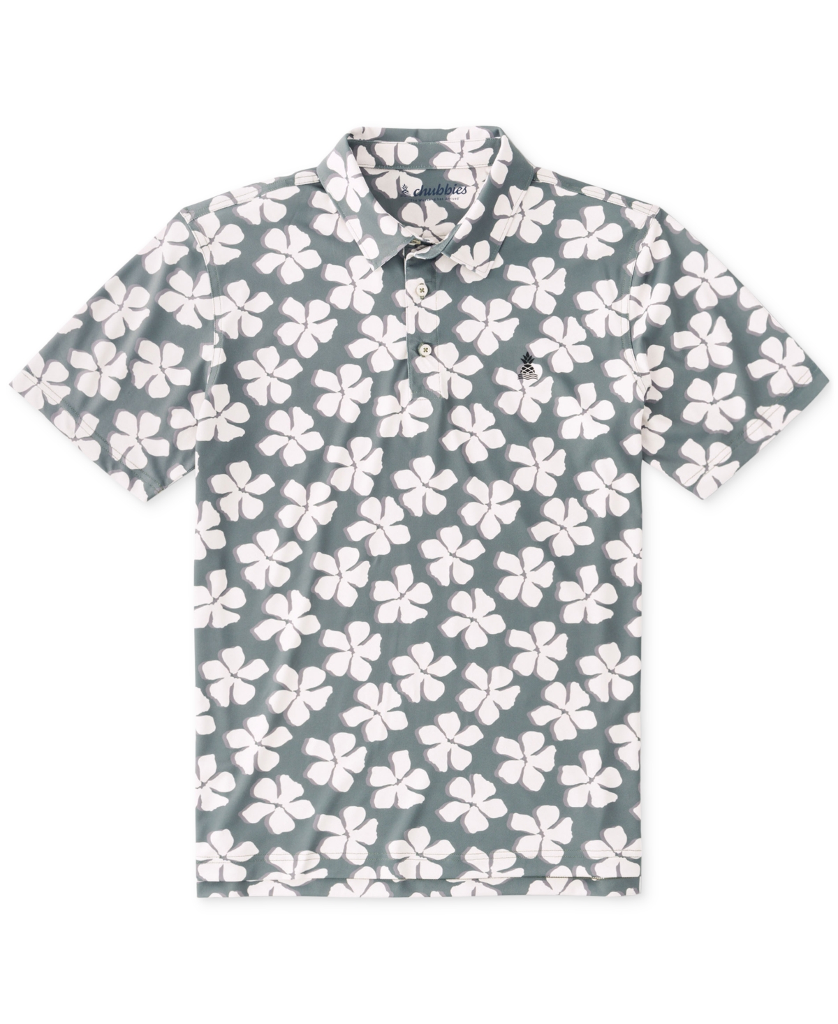 Men's The Daisy Chain Short Sleeve Floral Print Polo Shirt - Olive