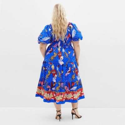 ГОРОДСКОЕ ШИКАРНОЕ платье из Каприи с пышными рукавами и принтом размера плюс