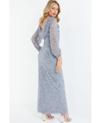 Женское макси-платье QUIZ с капюшоном спереди, расшитое блестками