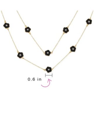 Fashion Enamel Flower Strand Necklace Plated Crystal Accents