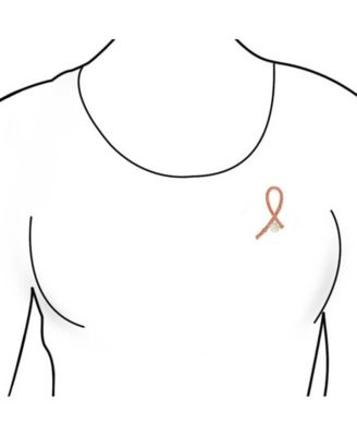 White Pearl Crystal Pave Pink Ribbon Breast Cancer Brooch Pin