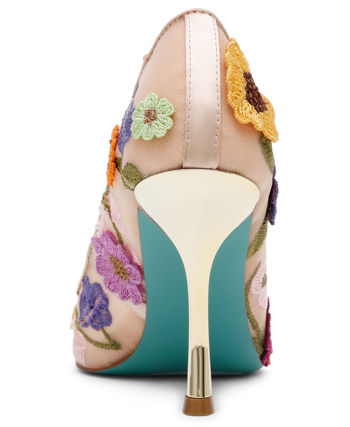 Shop Betsey Johnson Women's Aimey Floral Applique Mesh Pumps In Nude Floral