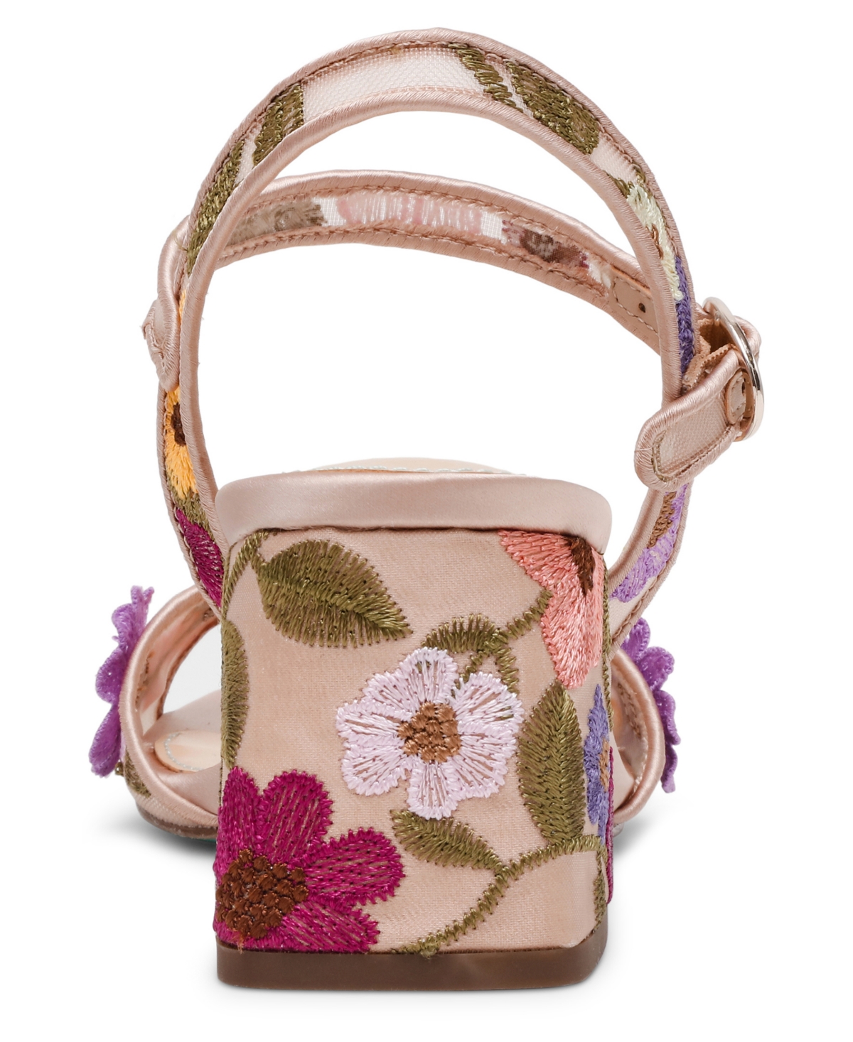BETSEY JOHNSON WOMEN'S BLARE FLORAL APPLIQUE BLOCK HEEL SANDALS 