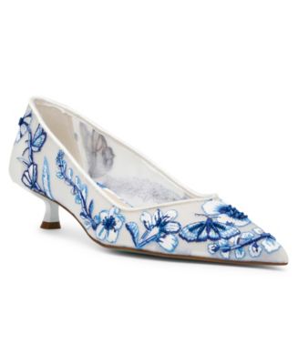 Escarpins Betsey Johnson Talons Kitten Pointus Bleu Marine à Paillettes - Taille UK 3 (EU 36)