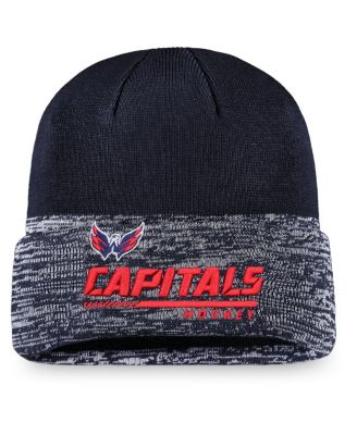 Мужская вязаная шапка Fanatics Navy Washington Capitals Authentic Pro Locker Room с официальным рисунком и манжетами