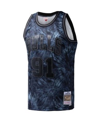 Мужская футболка Mitchell & Ness от Dennis Rodman Black Chicago Bulls Hardwood Classics 1995/96, окрашенная в тай-дай Swingman.