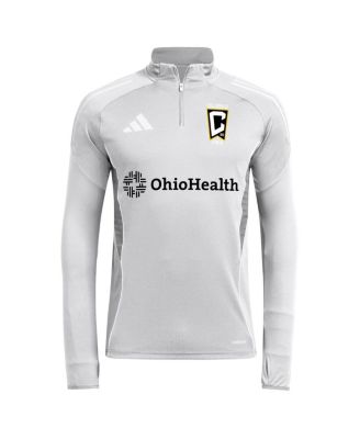 Мужской тренировочный топ Adidas Columbus Crew 2025 серебристого цвета с застежкой на молнию и длинным рукавом