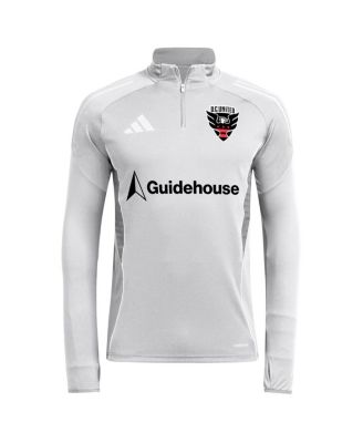 Мужская тренировочная футболка Adidas серебристого цвета D.C. United 2025 с длинным рукавом и застежкой-молнией на четверть дюйма