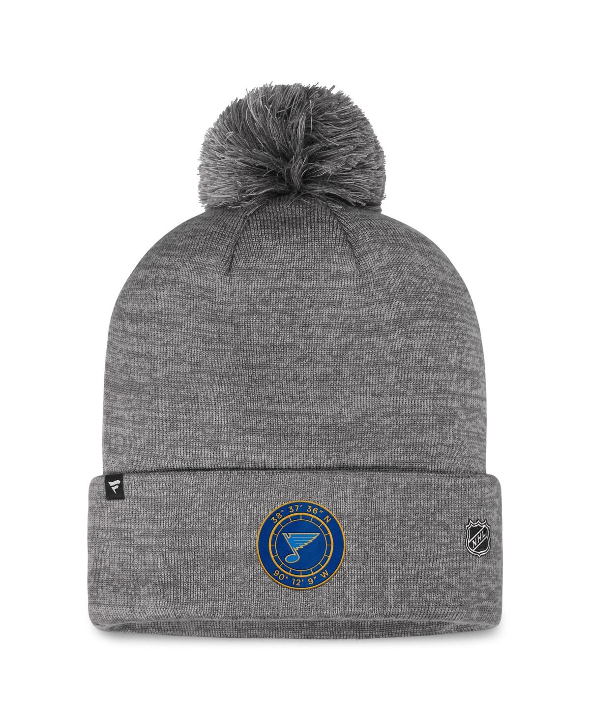 Fanatics Men's Gray St. Louis Blues Authentic Pro Home Ice Cuffed Knit Hat With Pom In Gray
