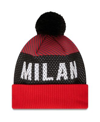 Мужская красная вязаная шапка AC Milan Engineered Sport с манжетами и помпоном от New Era