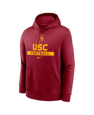 Флисовый пуловер с капюшоном Nike Men's Cardinal USC Trojans Football Stack Club