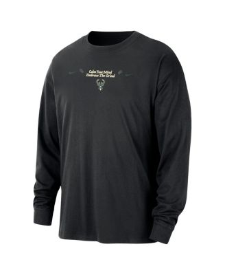 Men's Black Milwaukee Bucks Courtside Oversized Long Sleeve T-Shirt