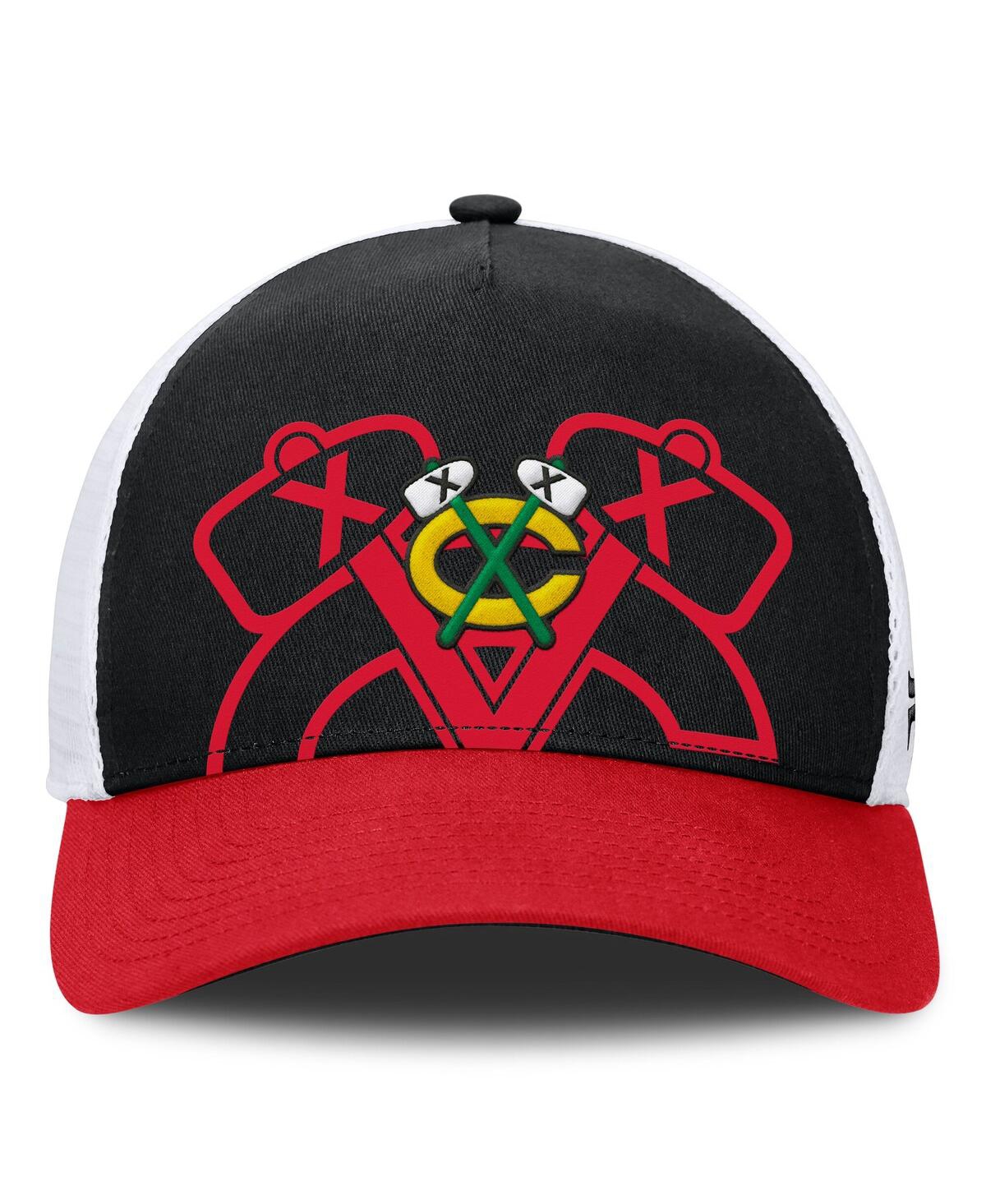 Fanatics Men's Black/red Chicago Blackhawks Authentic Pro A-frame Rink Adjustable Hat In Black,red
