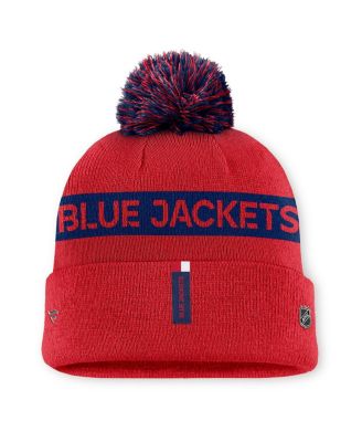 Женская красная/темно-синяя куртка Fanatics Columbus Blue Jackets Authentic Pro Rink, вязаная шапка с манжетами и помпоном