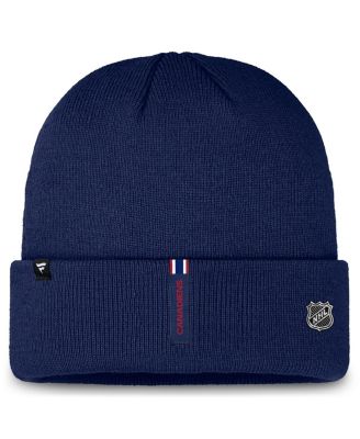 Мужская темно-синяя вязаная шапка Fanatics от Montreal Canadiens Authentic Pro с манжетами