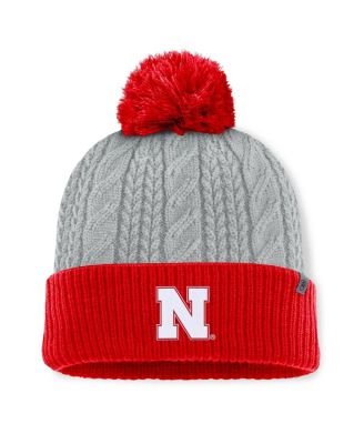 Женская серо-алая вязаная шапка с манжетами и помпоном Nebraska Huskers Becca от Top of the World