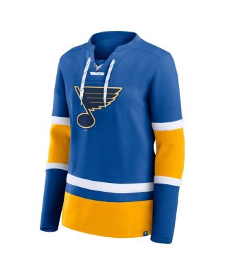 Женская синяя футболка Fanatics St. Louis Blues Prime Time на шнуровке с длинным рукавом