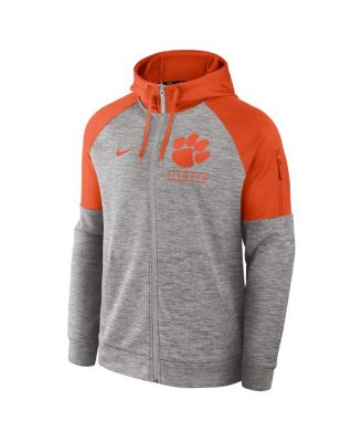 Men's Heather Gray Clemson Tigers Fitness Raglan&nbsp;Performance Full-Zip Hoodie