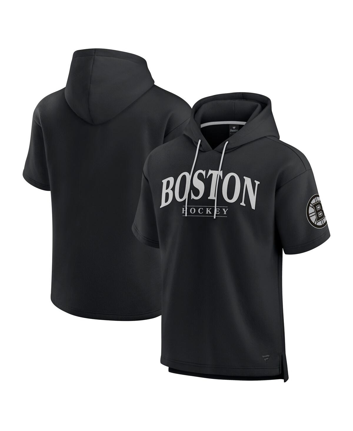 Fanatics Men's Black Boston Bruins Elements Ready Short Sleeve Pullover Hoodie In Black