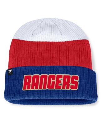 Мужская сине-красная вязаная шапка с манжетами в стиле колор-блок New York Rangers Heritage Showboat от Fanatics