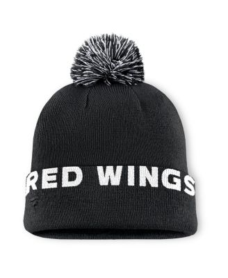 Мужская черная вязаная шапка Fanatics Detroit Red Wings Fundamental с высоким козырьком и помпоном