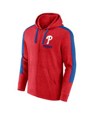Мужская толстовка Fanatics Heather Red Philadelphia Phillies с капюшоном из флиса на молнии
