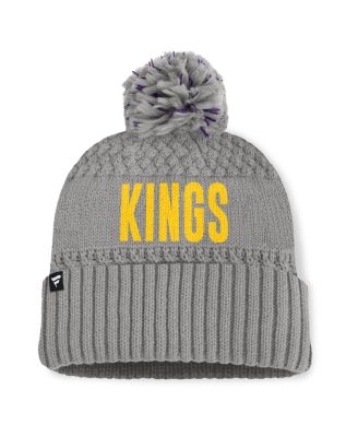 Женская серая вязаная шапка Fanatics Los Angeles Kings Heritage Tilly с манжетами и помпоном от Fanatics