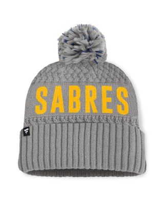 Женская серая вязаная шапка Fanatics Buffalo Sabres Heritage Tilly с манжетами и помпоном от Fanatics
