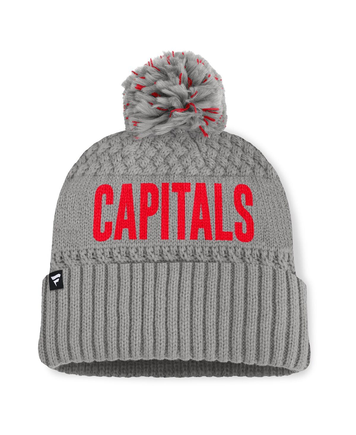 Fanatics Women's Gray Washington Capitals Heritage Tilly Cuffed Knit Hat With Pom In Gray