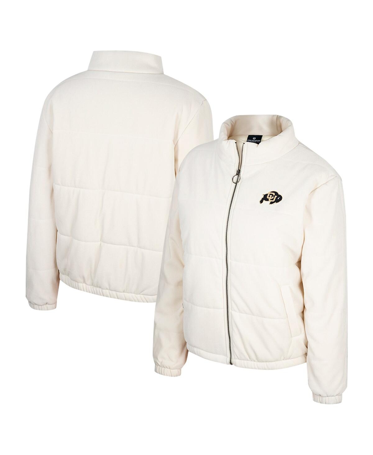 Women's Cream Colorado Buffaloes So Hot Right Now Quilted Puffer Full-Zip Jacket - Cream