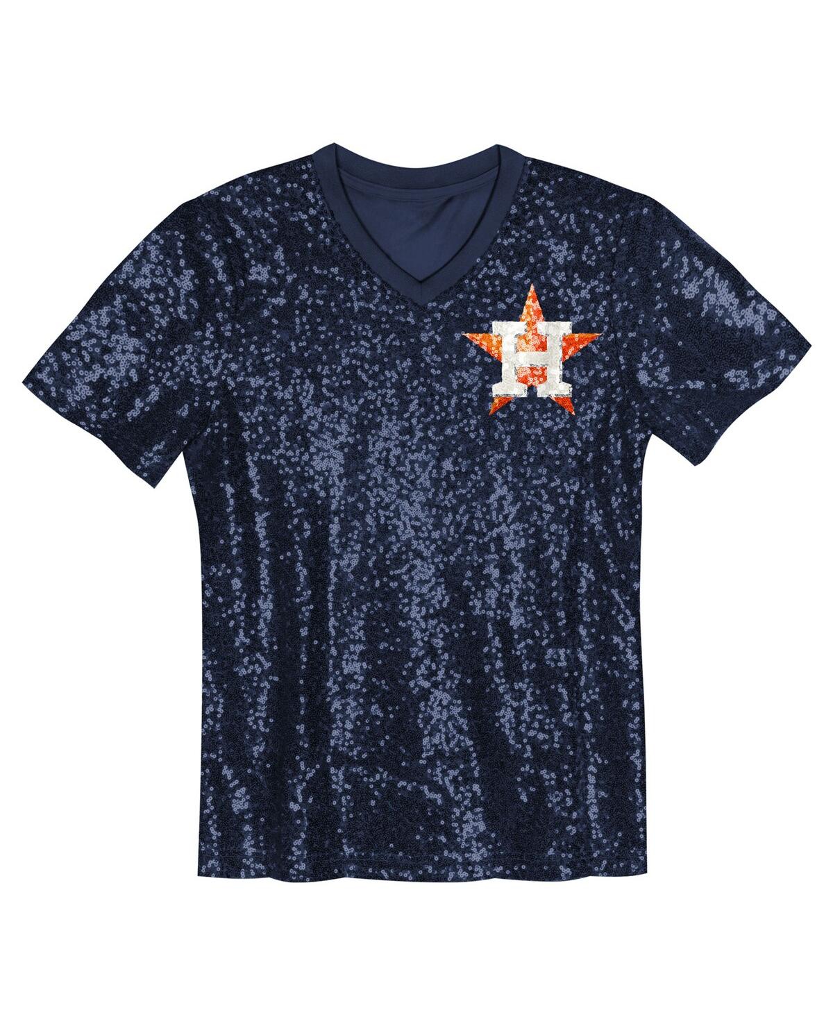 Outerstuff Juniors Jose Altuve Navy Houston Astros Name Number Sequin V-neck Top In Navy