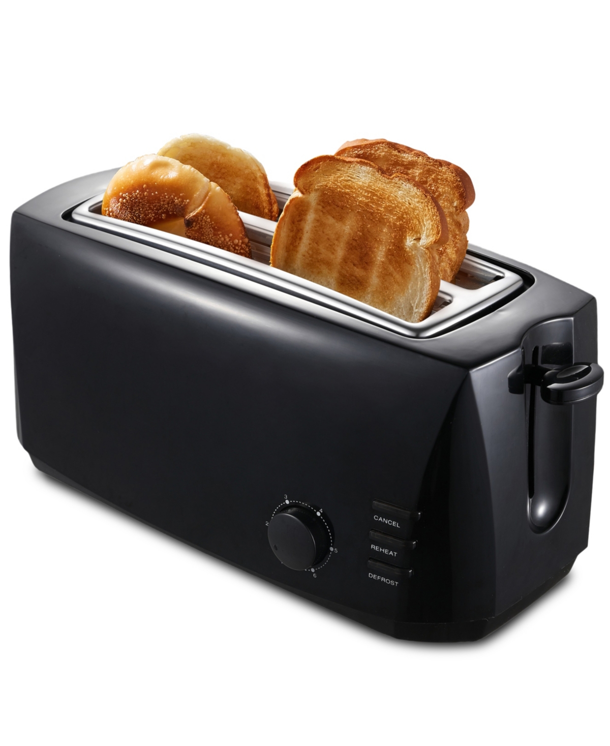 Elite Cuisine 4-slice Long Slot Cool Touch Toaster In Black