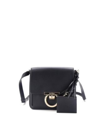 Бывшие В Употреблении Сальваторе Феррагамо Среднего Кисточкой Gancini Клапан С Замком Сумка Через Плечо Кожа