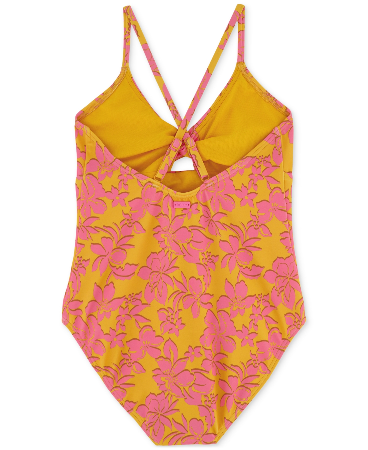 Roxy Big Girls Island Time Twist-front One-piece Swimsuit In Golden Rays