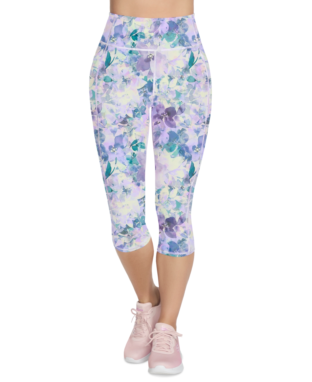 Women's Go Walk Seascape Floral Capri Leggings - Purple