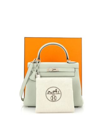 Pre-Owned HERMS Kelly 28 Handbag Grey Togo with Palladium Hardware 3033990₽