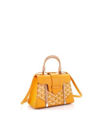 Бывшая в употреблении мини-сумка Goyard из структурированного материала Saigon с верхней ручкой, покрытая холстом и кожей