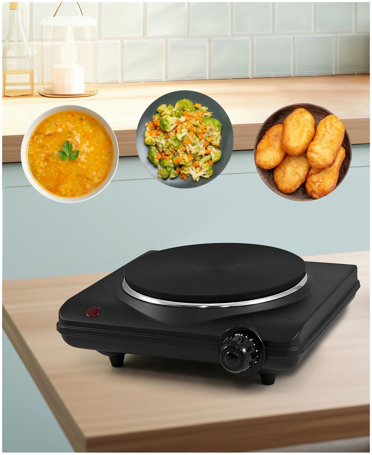 Elite Cuisine Single Cast Electric Burner Hot Plate In Black