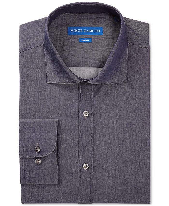 Vince Camuto Slim-Fit Denim Solid Dress Shirt - Macy's
