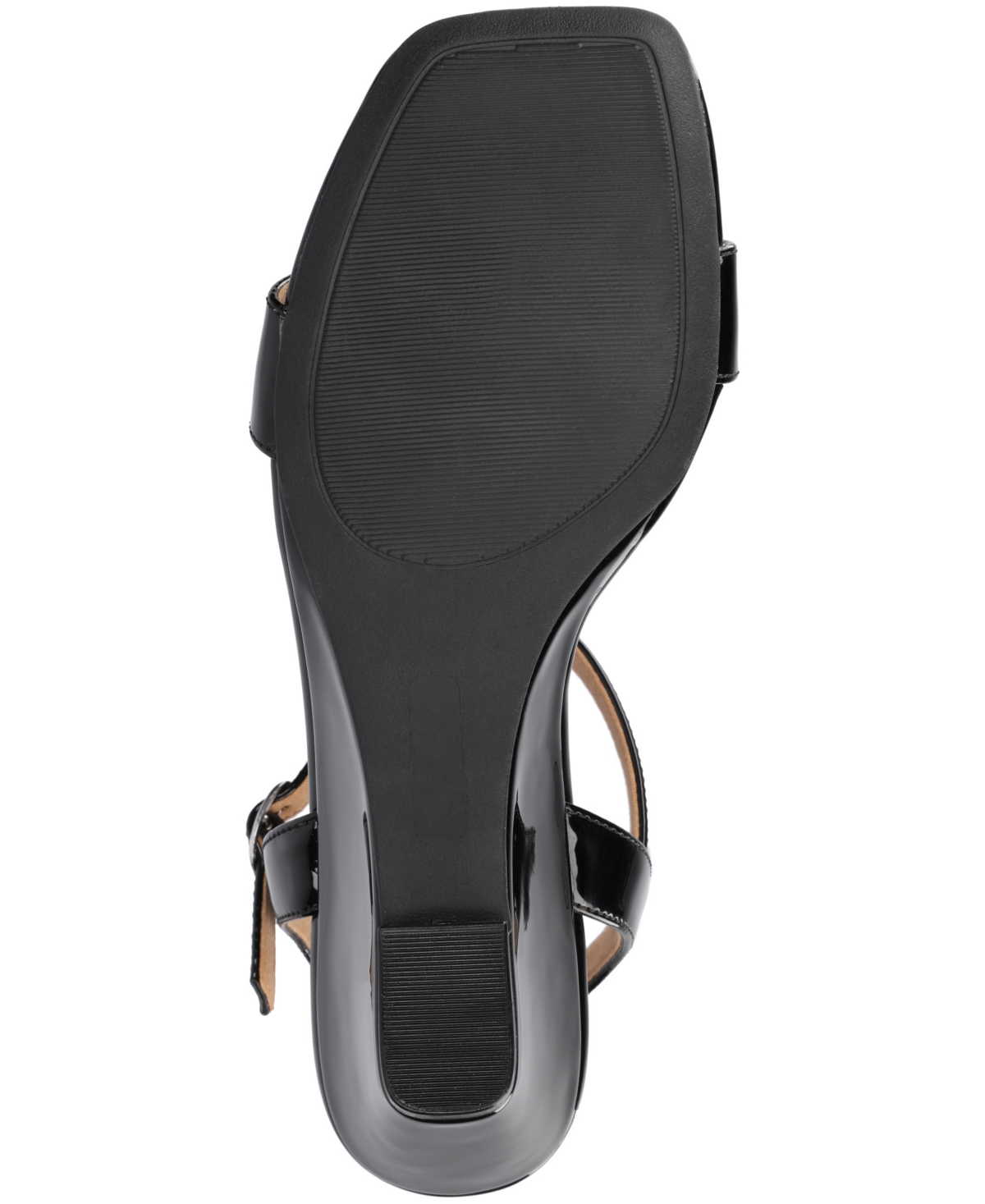 Journee Collection Women's Clayr Ankle Strap Wedge Sandals In Black Patent