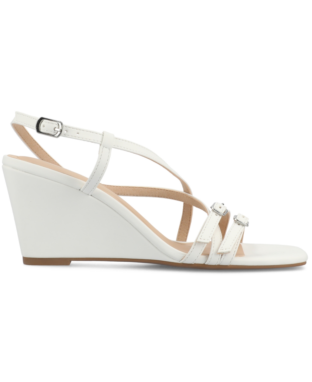 Shop Journee Collection Women's Clinne Strappy Wedge Sandals In White
