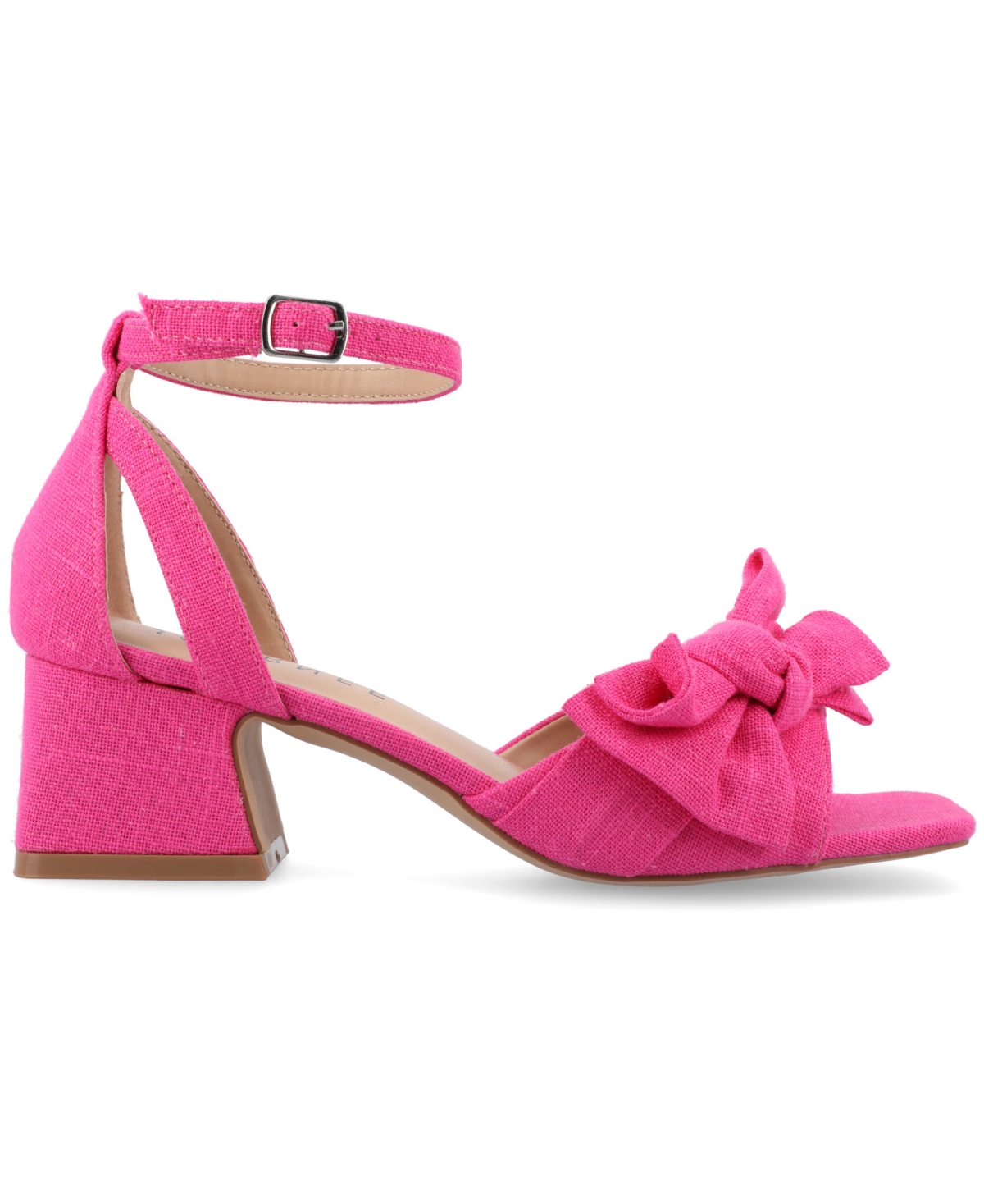 Journee Collection Zevi Bow Block Heel Sandal In Hot Pink