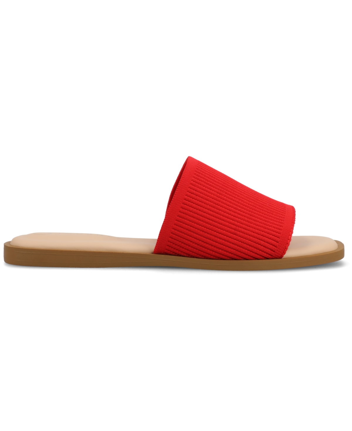 Journee Collection Women's Prisilla Single Band Slide Flat Sandals In Red