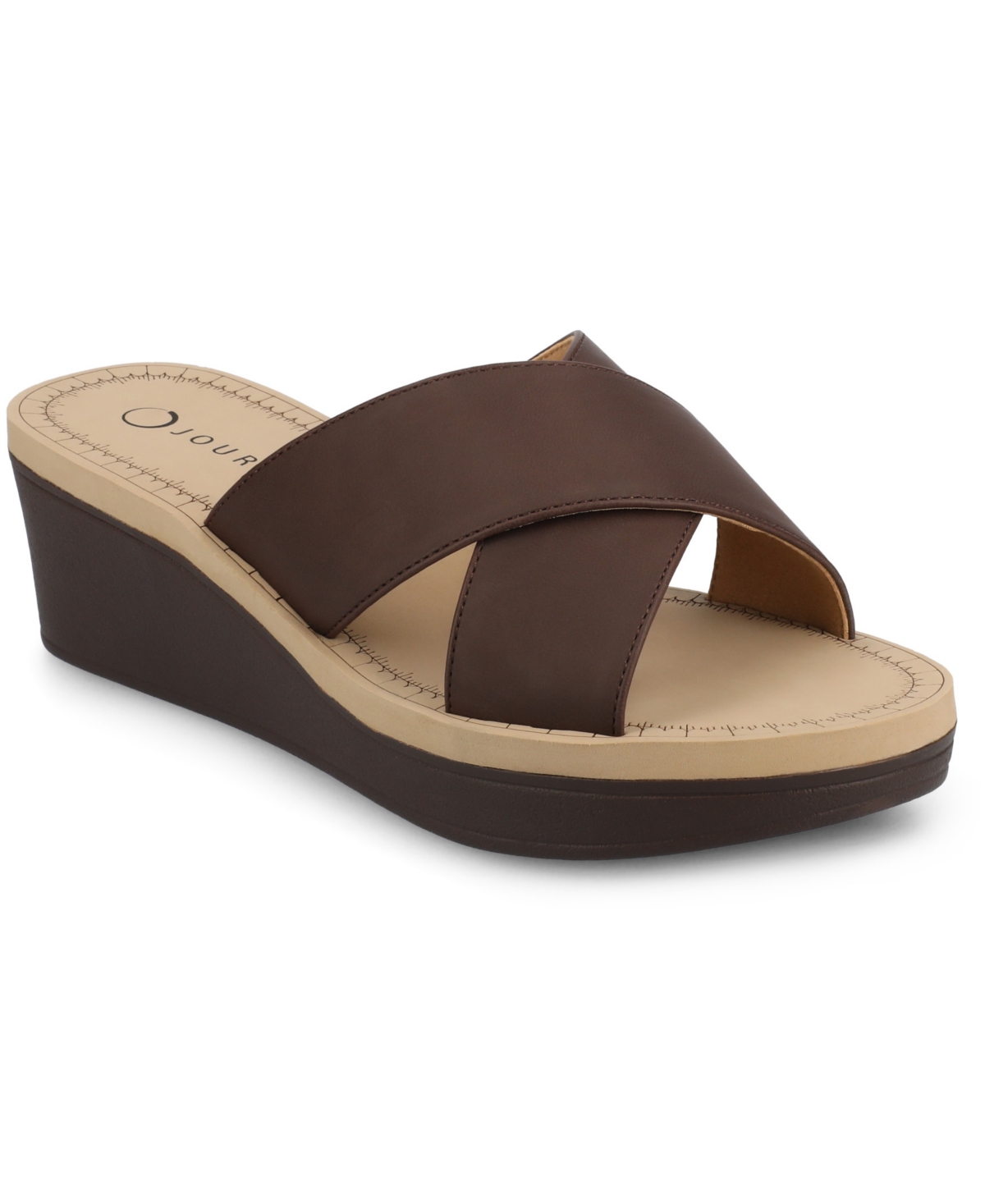 Journee Collection Women's Biara Crisscross Platform Wedge Sandals In Brown
