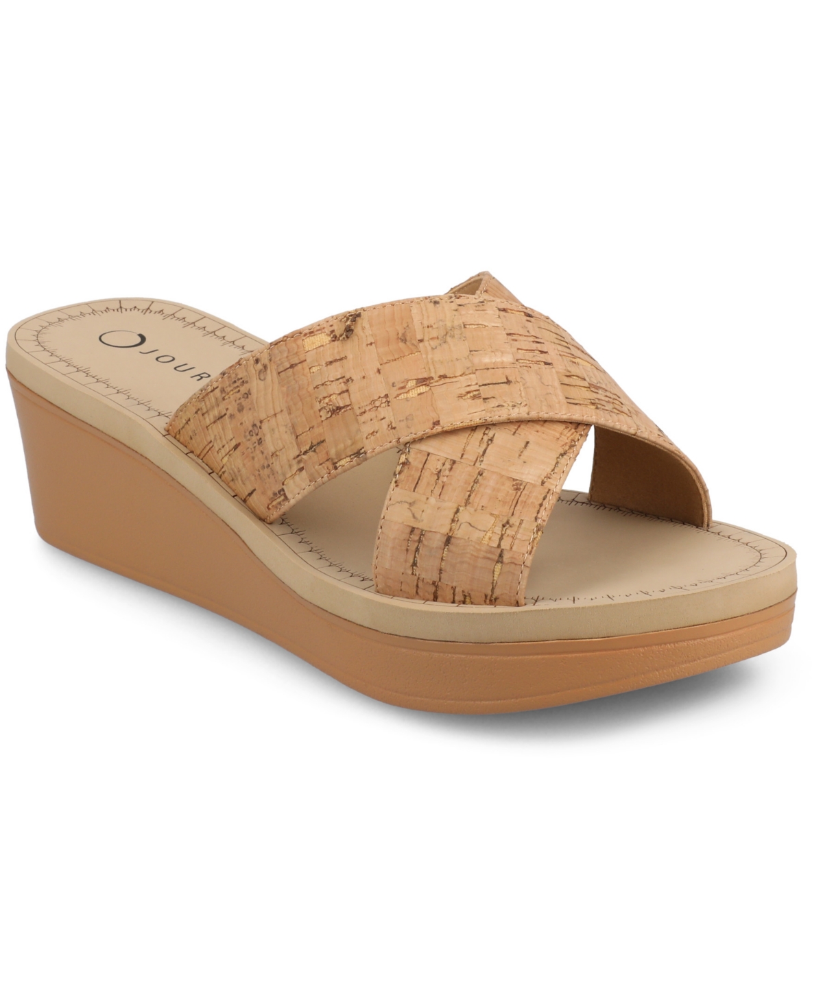 Shop Journee Collection Women's Biara Crisscross Platform Wedge Sandals In Cork