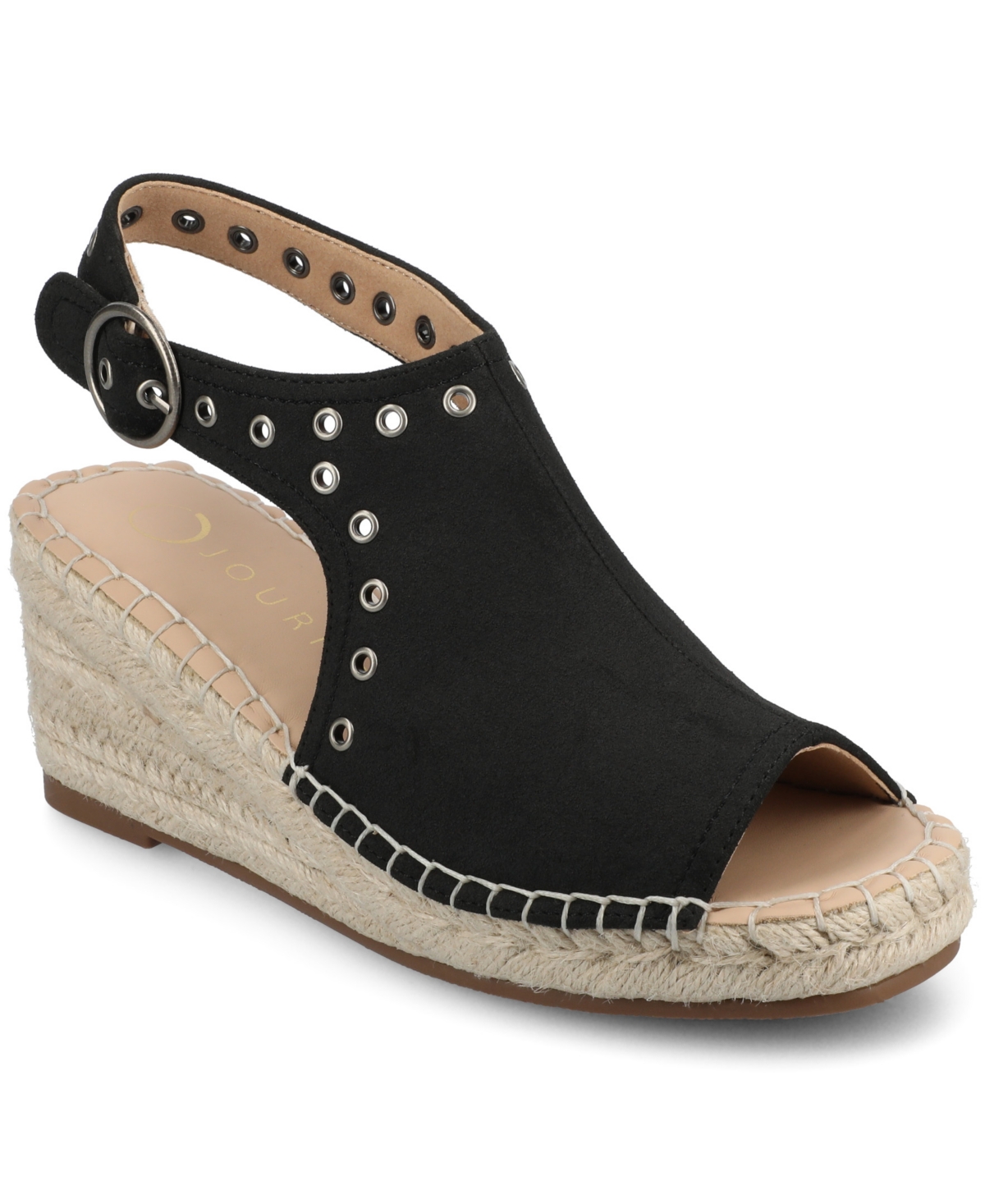 JOURNEE COLLECTION WOMEN'S CRISIE PEEP TOE ESPADRILLE WEDGE SANDALS 