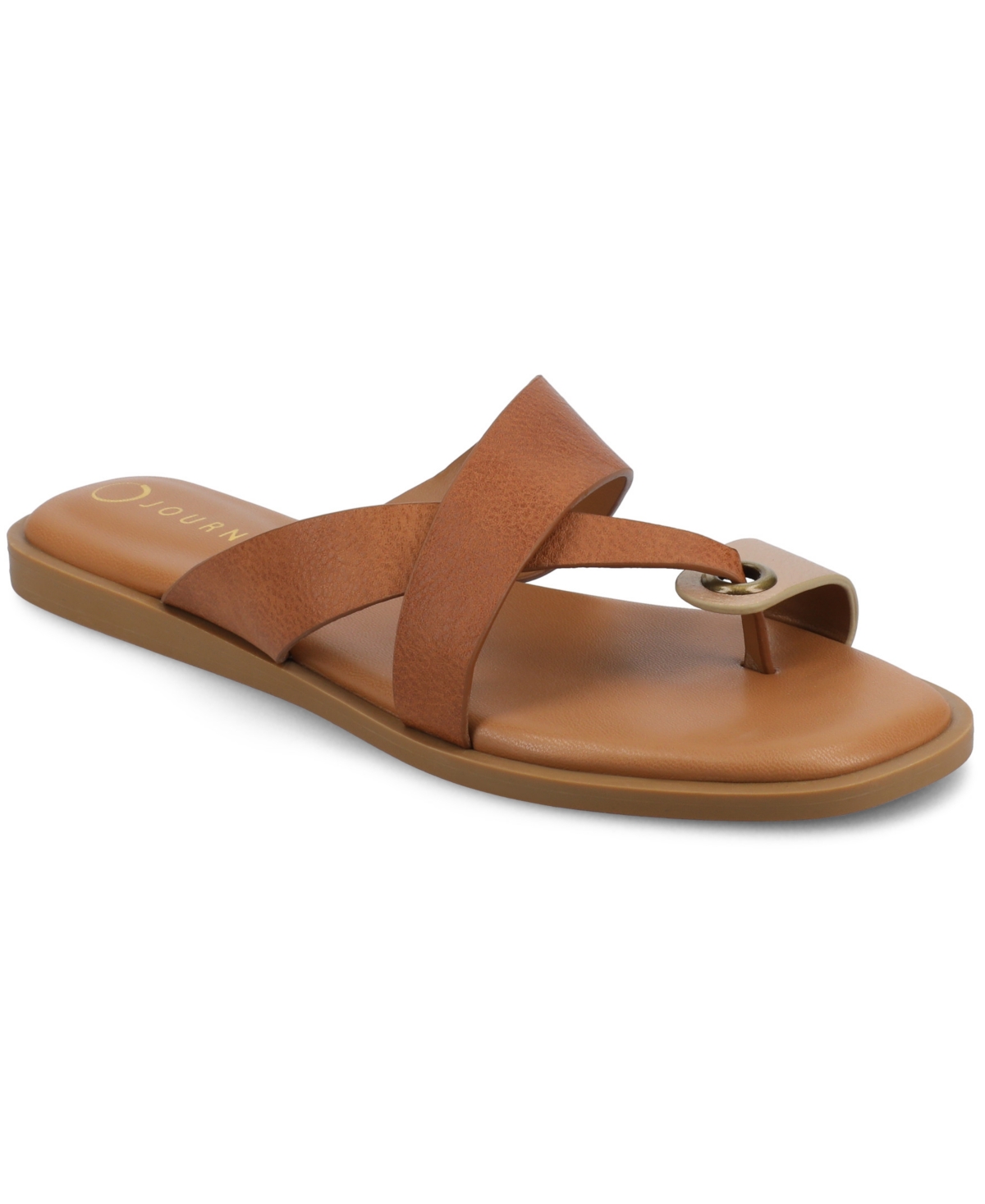 Journee Collection Prizzie Flat Slide Sandal In Champagne