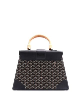 Бывшая в употреблении сумка Goyard MM Saigon с верхней ручкой, покрытая холстом и кожей