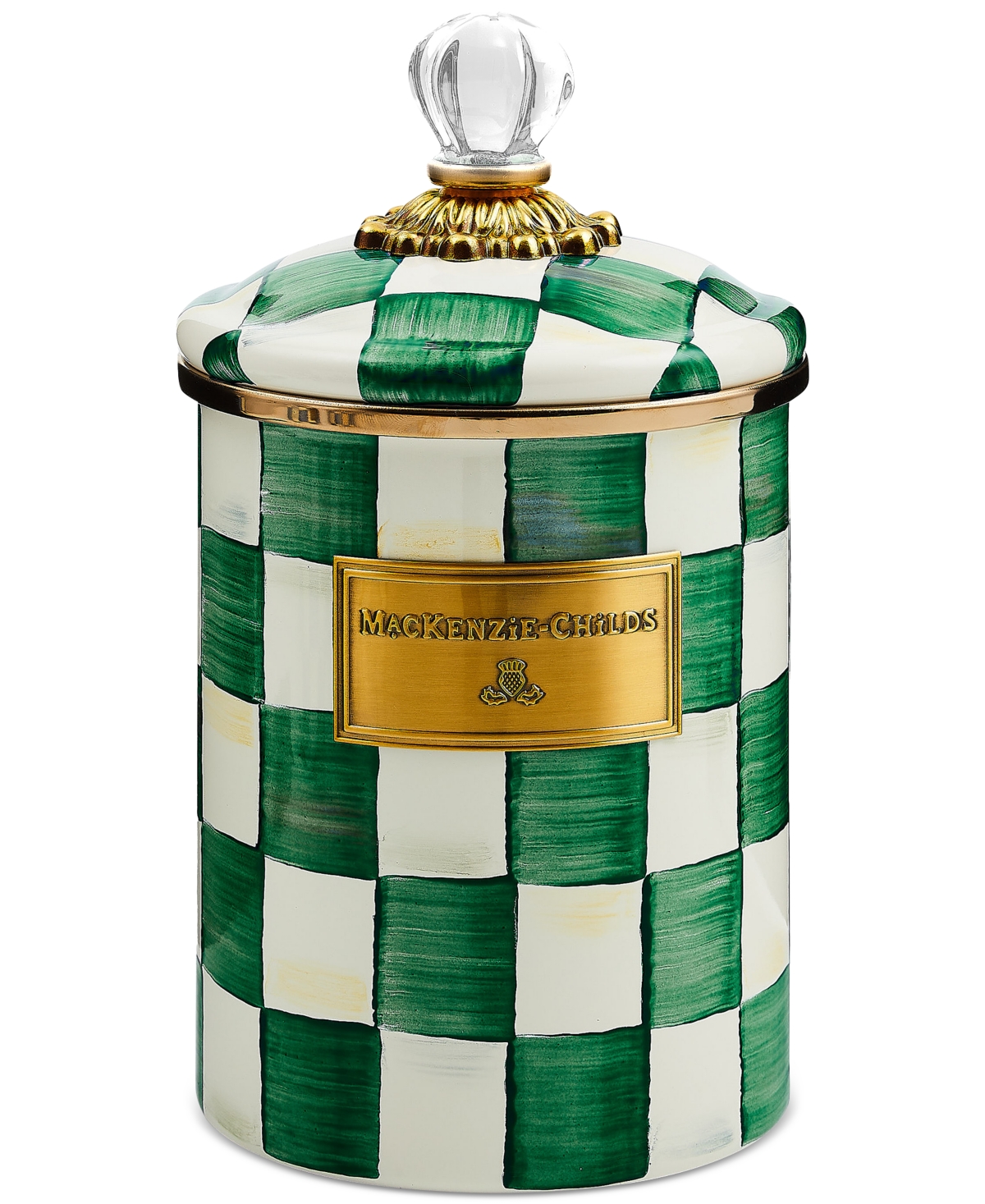Mackenzie-childs Emerald Check Medium Canister